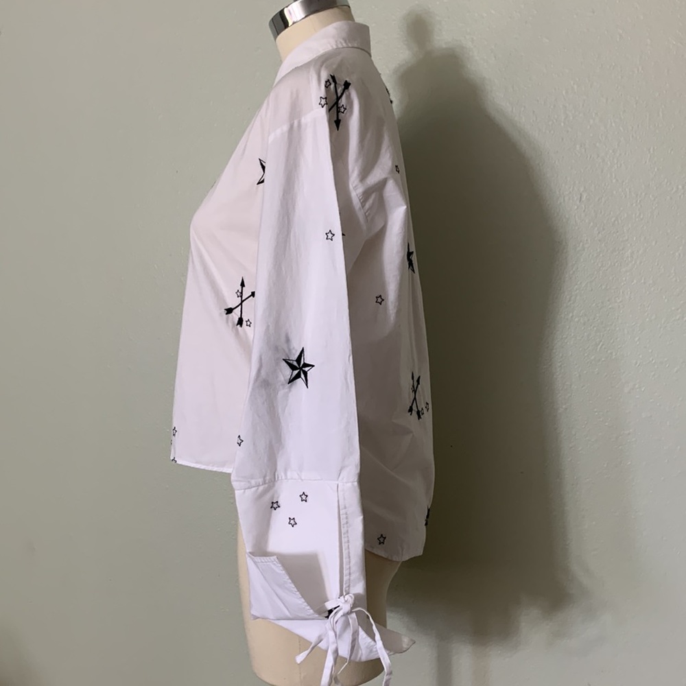 Topshop Embroidered Button Down Top - image 3